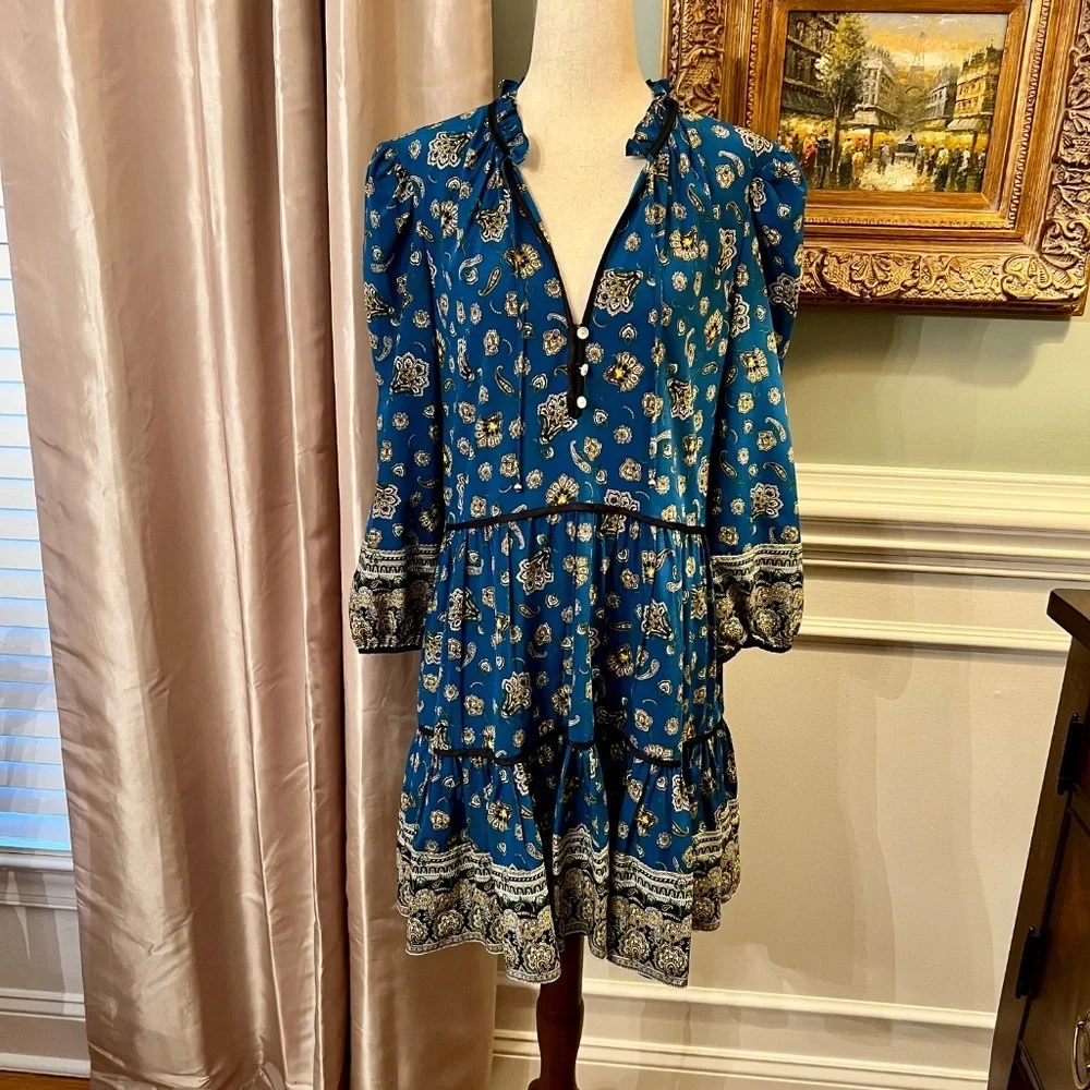 EUC Veronica Beard Hawken Paisley Print Tiered Mini Dress Size 8